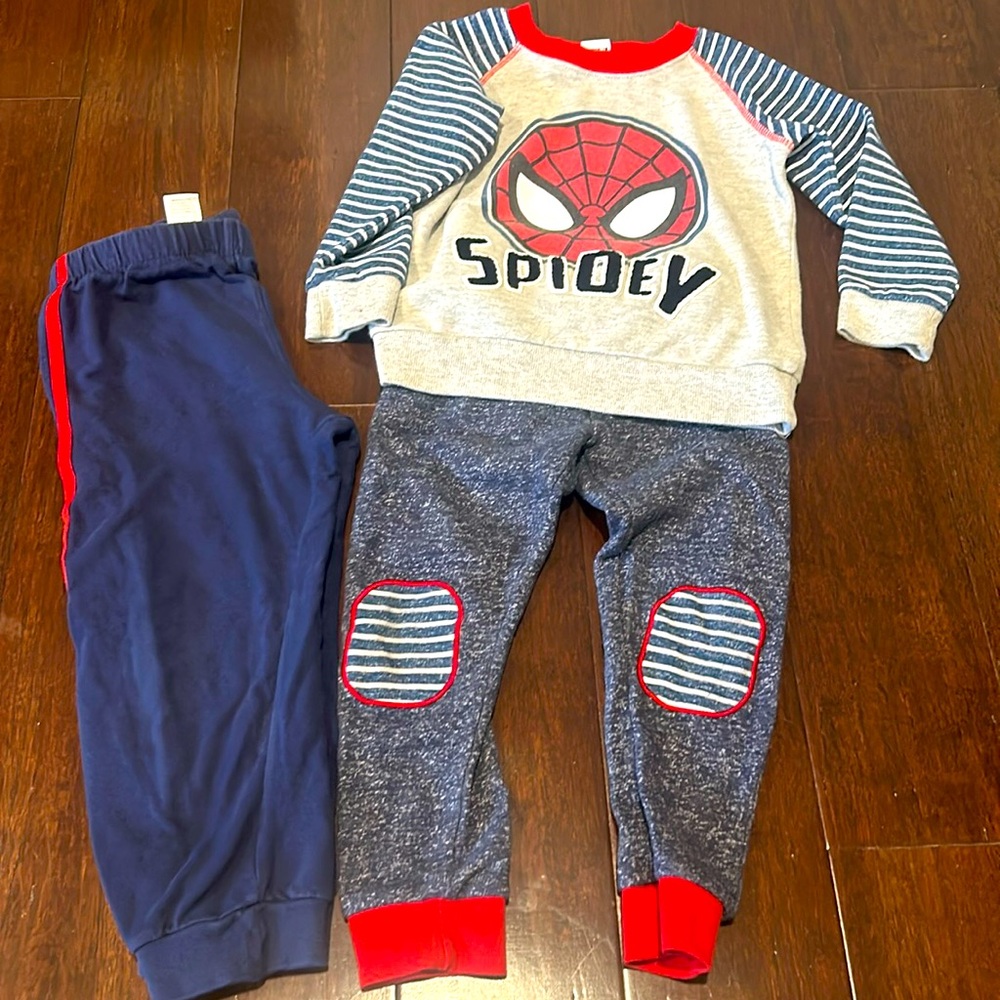 4T Boys Marvel Spider-Man Outfit, Spidey Set, 2 Pants, Spiderman Sweatsuit